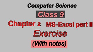 #bestofminds #computerscience #pseb exercise of Chapter 2 class 9 ms excel part II