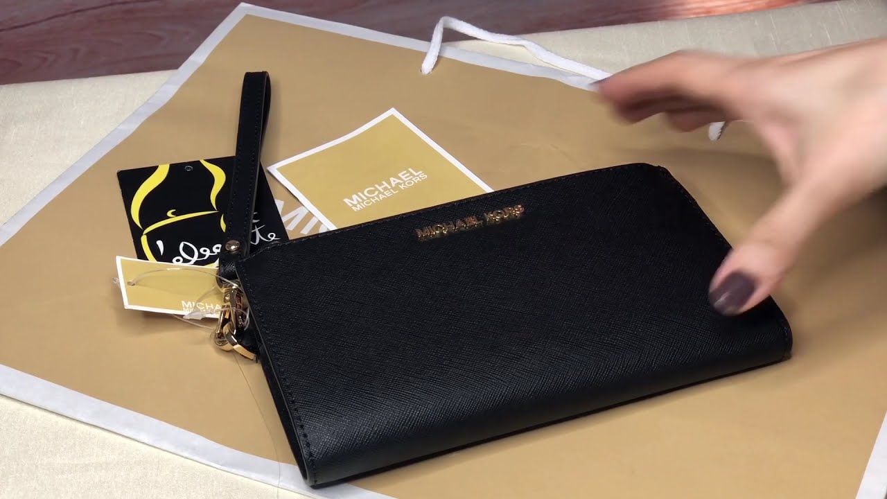 Michael Kors Jet set double zip wristlet black - YouTube