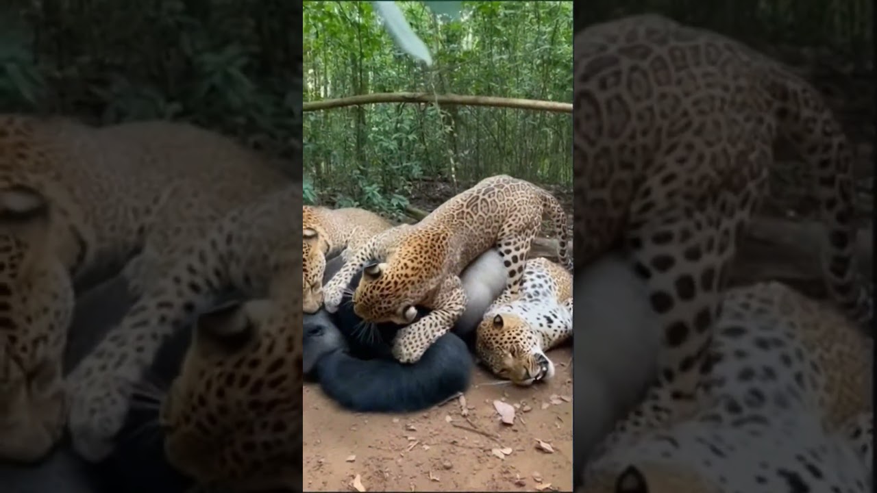 Silverback Beats Leopard - 3 More Join - DESTROYS Entire Pack! 🦍 