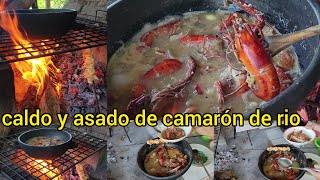 🦐CAMARON DE RIO cocinando caldo y asado de camarones