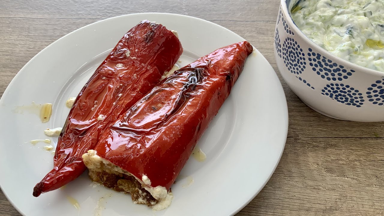 Peppers Stuffed with Feta Cheese Recipe !! YouTube