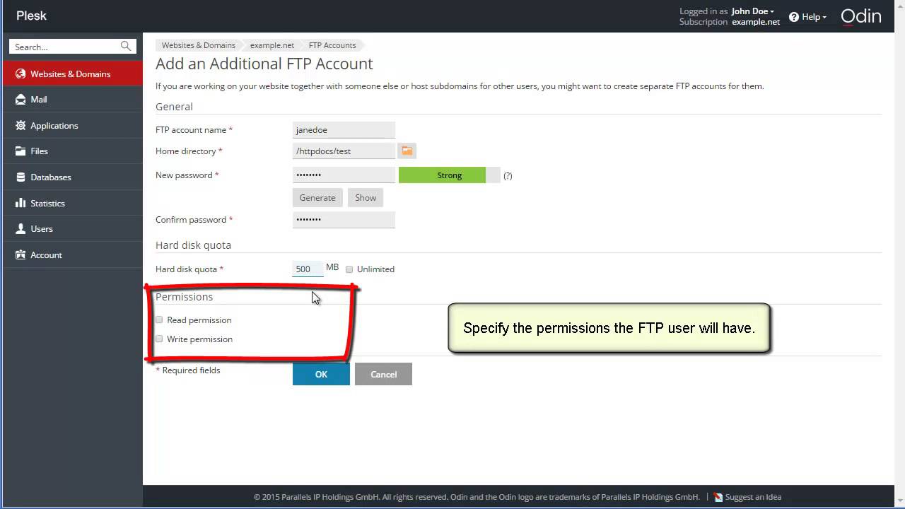 Plesk 12.5 Tutorials - How to manage ftp accounts