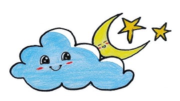 “Cute Sleeping Moon Drawing – Easy Stars and Cloud Drawing for Beginners”
