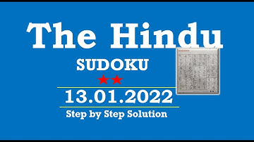 The Hindu  Sudoku Jan 13, 2022 - 2 Star - Step By Step Solution