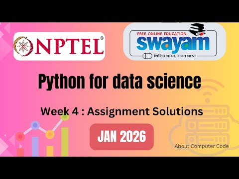 Python for data science week 4 assignment solution (Jan 2026)#swayam2026 #nptel #nptel2026