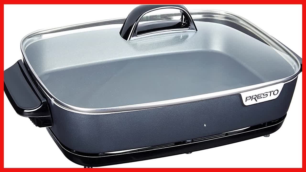 Presto 06858 Slimline Skillet with Glass Cover Electric, 16 Inch, Black