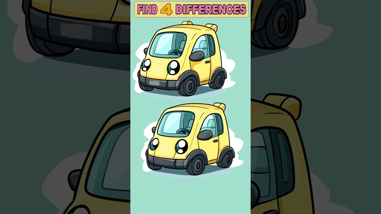 Can You Spot All 4 Differences in This Cute Car Puzzle?