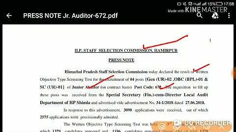 HPSSC Junior Auditor ( Post Code - 672 ) Written Result Declared Today | Held on - 3 Feb 2019 |