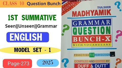 Class 10 English Duff and Dutt question bunch model set 1 page no 273