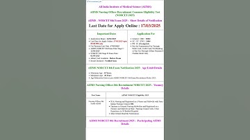 AIIMS Nursing Officer Recruitment 2025 Phase 8th Exam Apply Online Form Government job State