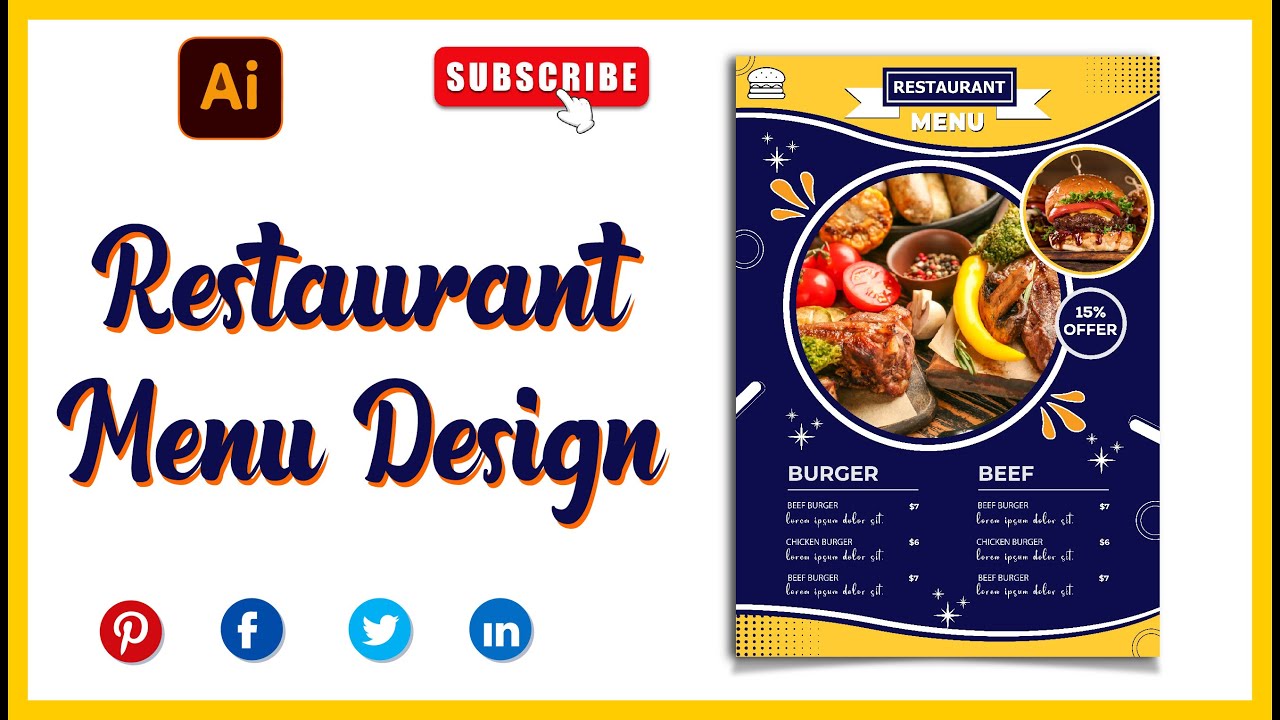 Create a Restaurant Food Menu Design in Adobe Illustrator Tutorial # ...