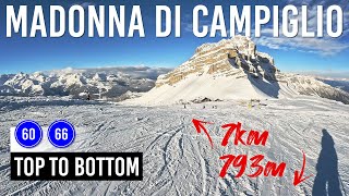 Skiing 7km Top to Bottom in Madonna di Campiglio via Pistes 60 and 66
