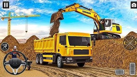 Excavator Backhoe JCB Loading Dump Truck with Sand at Quarry Site - Android ! Gameplay