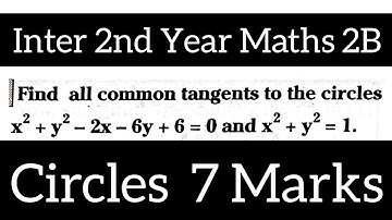 find all common tangents to the circles x²+y²-2x-6y+6=0 and x²+y²=1@maths naresh eclass