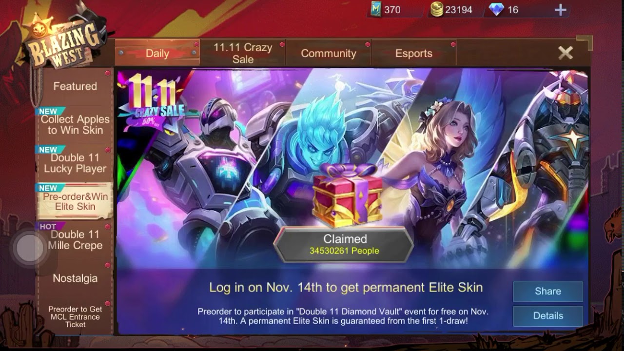 Double 11 Diamond Vault | Free Draw (smurf account)