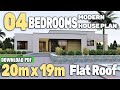 Modern 04 bedroom hidden roof house plan download pdf