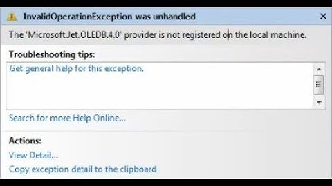 Microsoft.Jet.OLEDB.4.0 | Provider is not registered | local machine | itechsoftwareacademy