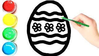 💖 Glitter Giant Easter Egg Coloring Page | Drawing and Painting for Kids and Toddlers
