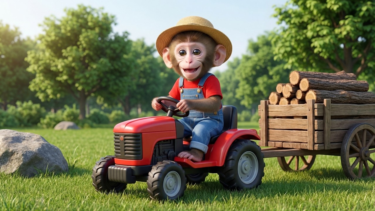 Monkey Ride Tractor Monkey Drives Tractor, Encounters Accident, Smart Solution - YouTube