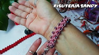 Pulsera a crochet con Cristalitos