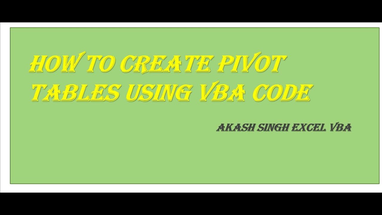 How to create pivot table using vba code YouTube