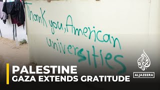 Gaza extends gratitude: Students & displaced Palestinians thank protesters by Al Jazeera English 7,967 views 13 hours ago 1 minute, 25 seconds