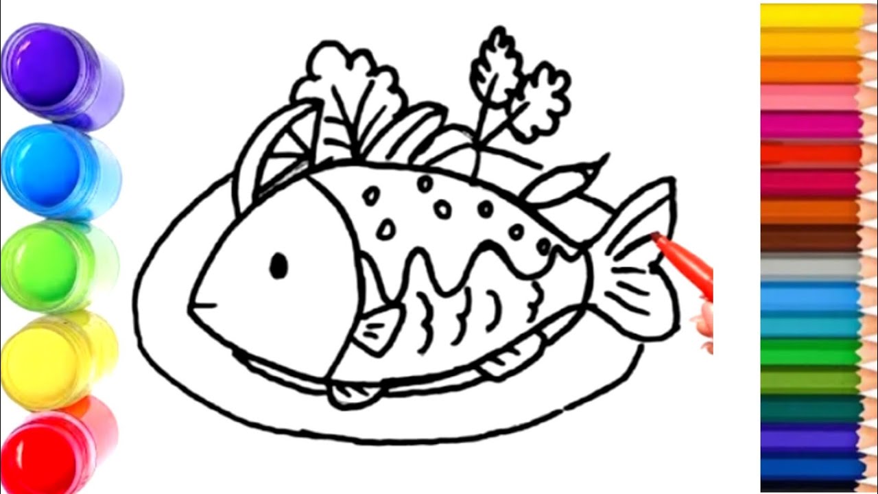 Draw Dih How To Draw cutefish dish Drawing, Painting & Coloring For Kids and ...