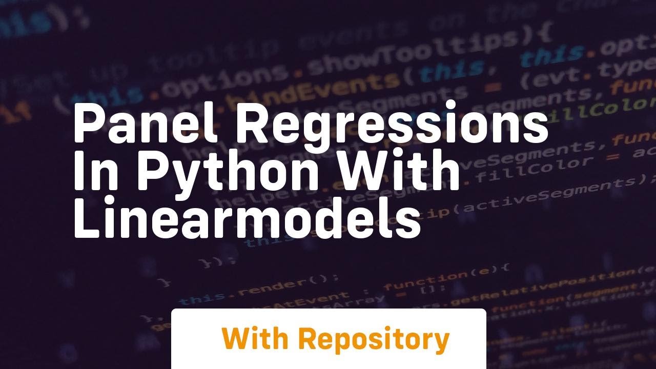 panel regressions in python with linearmodels - YouTube