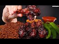 ASMR MUKBANG | SPICY CHICKEN 🍗 BLACK BEAN NOODLE CHILI PEPPER 짜장불닭 볶음면 양념치킨 멘보샤 고추 소스 퐁당! 먹방