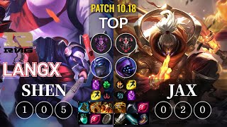 RNG Langx Shen vs Jax Top - KR Patch 10.18