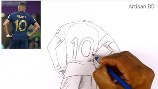 Drawing of Kylian Mbappe / Easy Pencil Sketch, mbappe from PSG