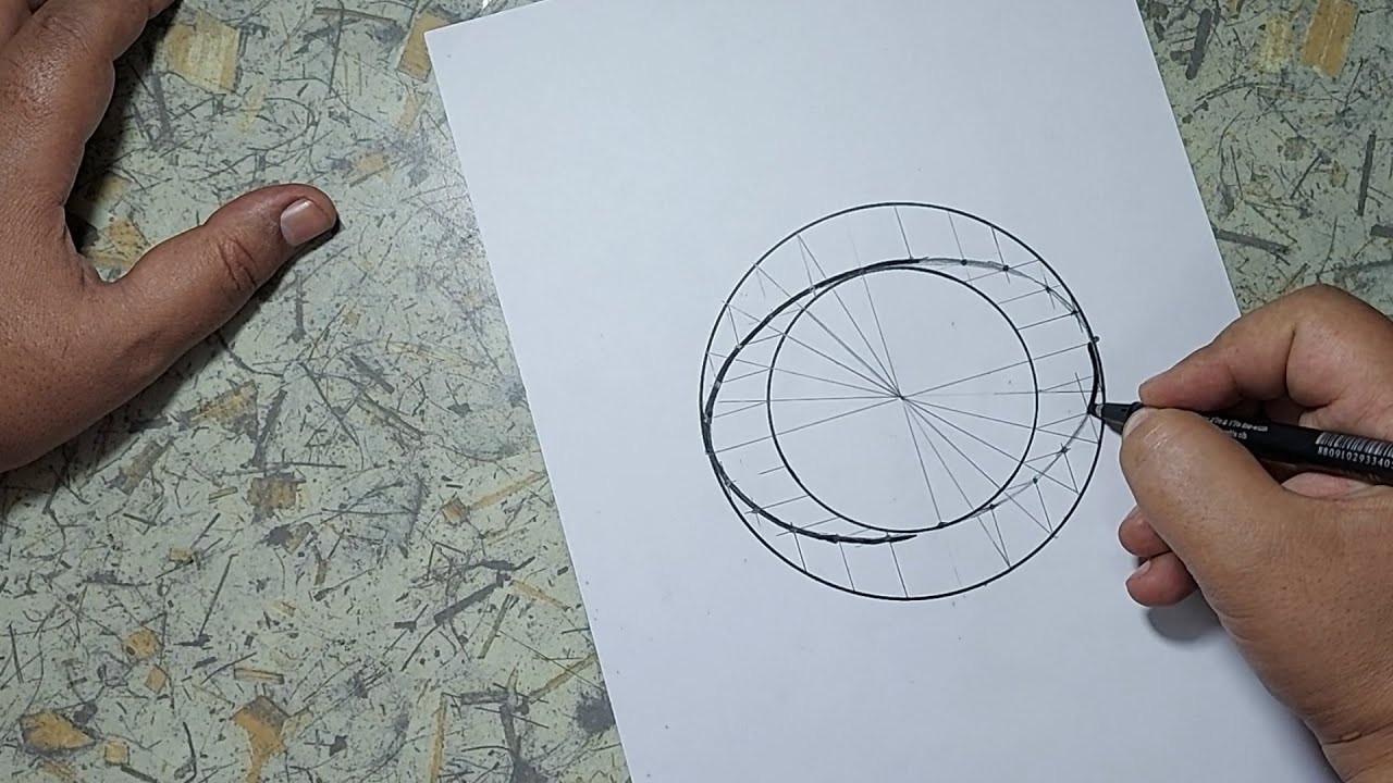 رسم الشكل البيضاوى رسم هندسى ELLIPSE