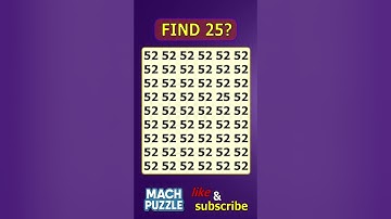 Tell me where 25? | Brain Teaser IQ Test #shorts #different #puzzles #opticalillusion #quiz