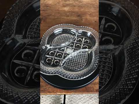1932 Imperial Elegant Depression Glass Cape Cod Pattern 3 Part Divided Relish Serving Tray vintage
