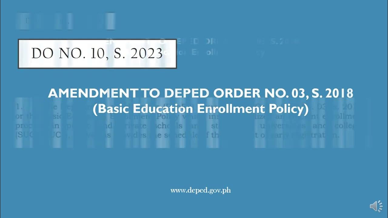 Do no 10 s 2023 amendment to deped order no 3 s 2018 basic