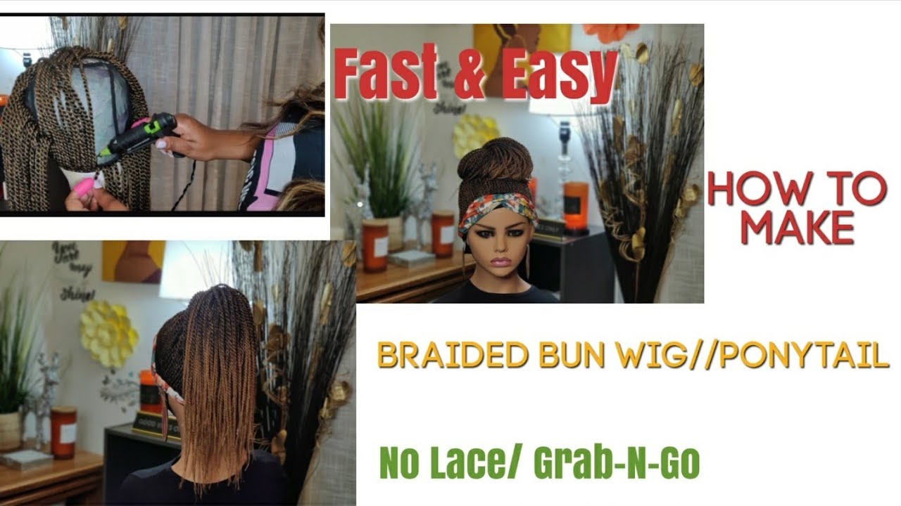 How to* Headband Bun & Ponytail Wig//Hot Glue Gun Method #crochetwig