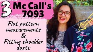 Flat measuring sewing patterns, fitting & sewing construction tips. Mc Call's 7093. 3 raglan tops.