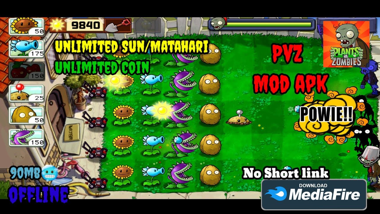 Plants Vs Zombie Mod apkUnlimited Sun dan Coin YouTube