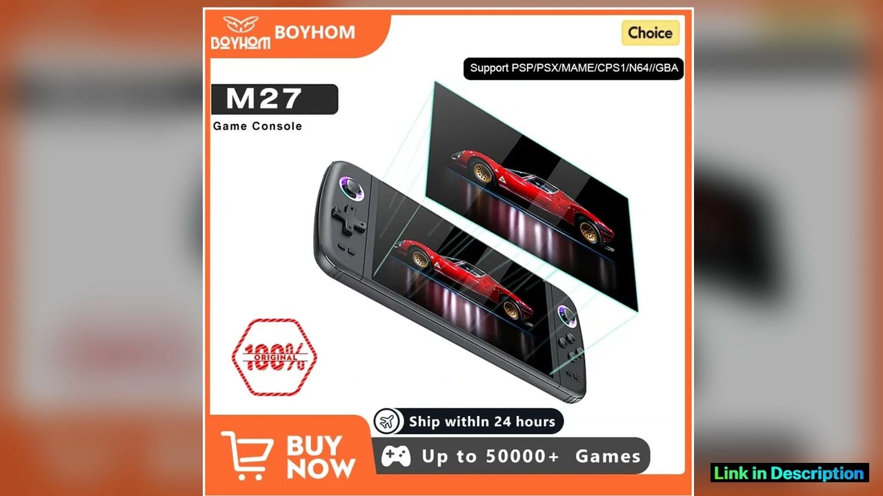 BOYHOM M27 Portable Pocket Retro Handheld Video Game Console 70Inch IPS Screen 1024600 Display LINU