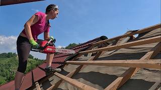 Roof DEMOLITION Begin - my solo country house project | Martinas Life