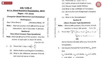 BCA 3RD SEM COMPUTER BASED NUMERICAL AND STATISTICAL TECHNIQUES C 2018 | VBSPU