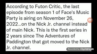 Faces Music Party Might Move To The Nick Jr Channel...
