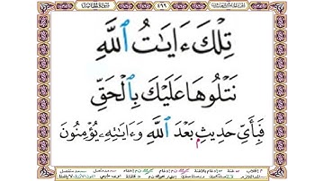 تلك آيات الله نتلوها عليك بالحق فبأي حديث بعد الله وآياته يؤمنون - سورة الجاثية آية 6 - بصوت الحصري