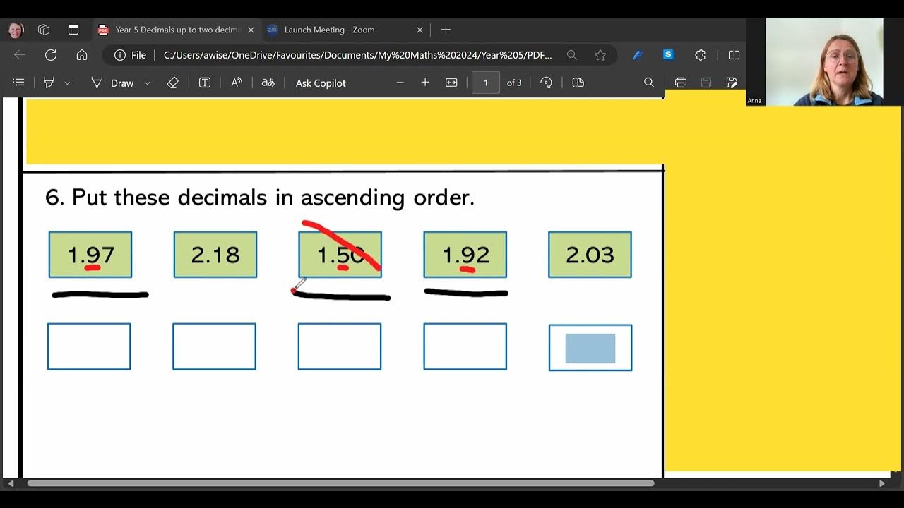 Decimals in ascending order - YouTube