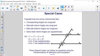 Special Pairs of Angles Congruent and Supplementary Angles for Lines