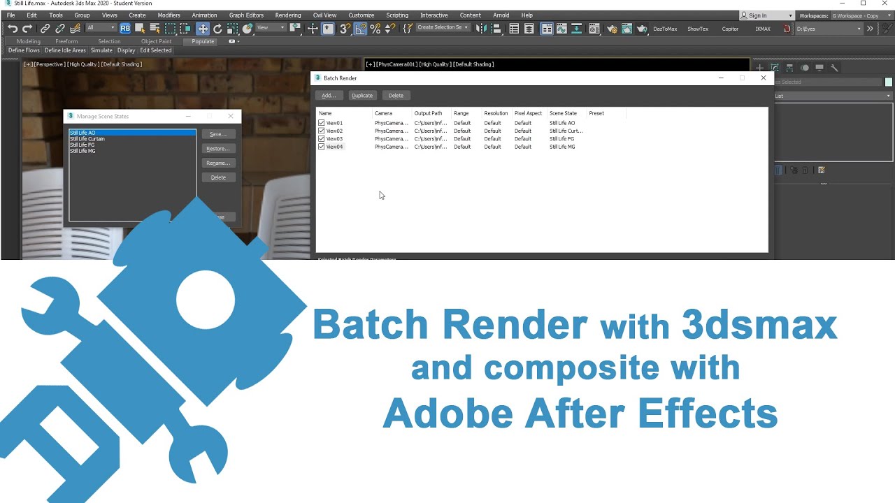 Batch Render with 3dsmax and Composite with Adobe After Effects YouTube