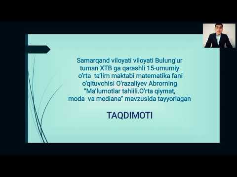 6-sinf matematikadan malumotlar tahlili mavzusiga videodars