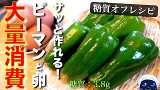 野菜炒め（ピーマンと卵のケチャップ炒め）｜1型糖尿病masaの低糖質な日常さんのレシピ書き起こし