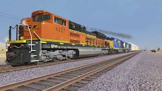BNSF SD70ACe H3 leads a CSX Autorack Train Through Mojave Subdivison With ES44AC T4 CSX Trailing.