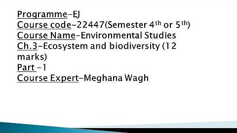 EST Ch.3  Ecosystem and biodiversity.Part 1